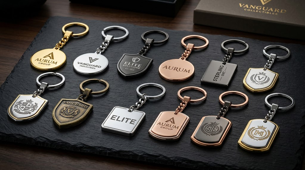 rofessional factory producing custom metal keyrings using die casting, engraving, and plating processes.